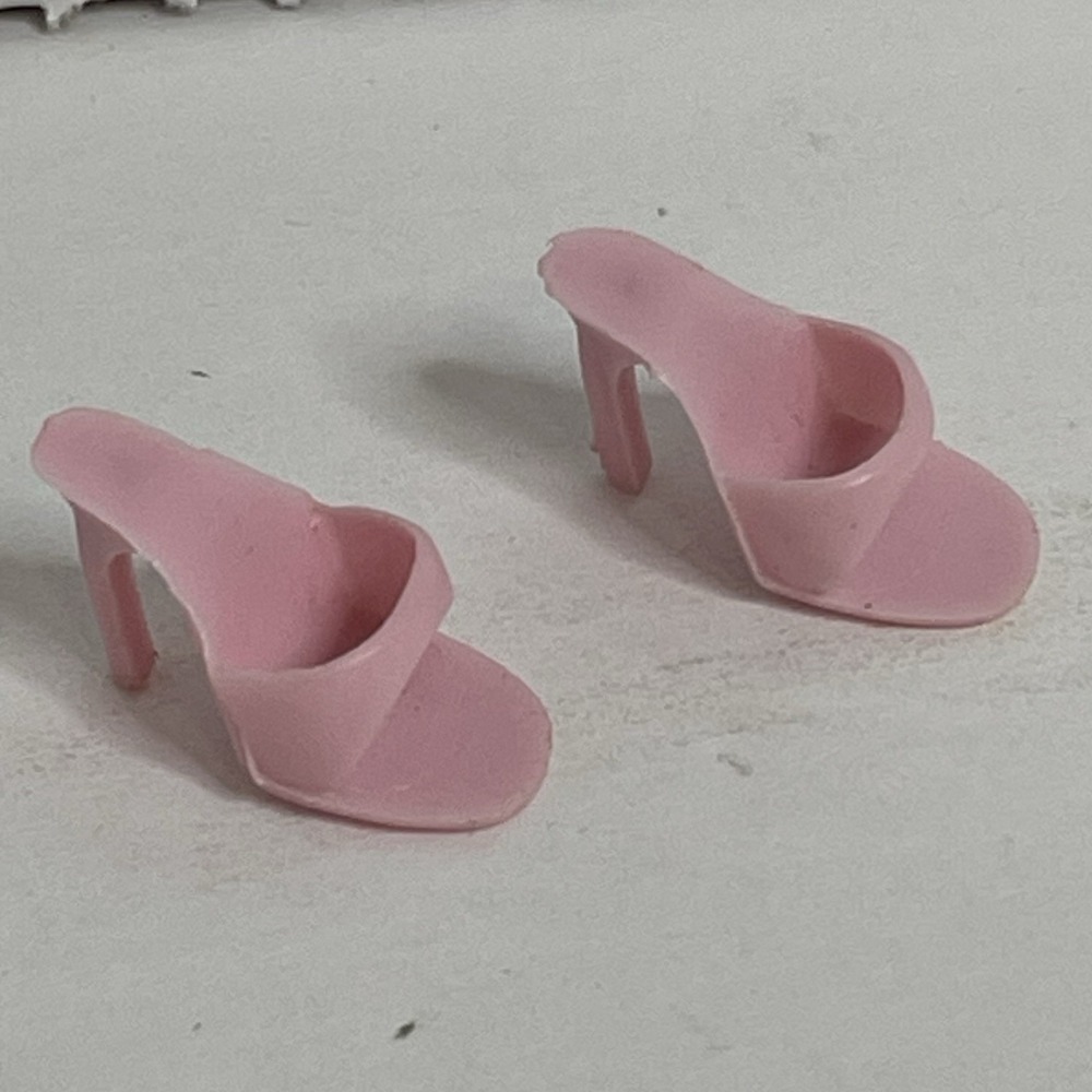 Vintage 12 Inch Doll Pink Open Toe Mules Slides Sandals
